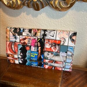 🔥SUPER VIBRANT MAGAZINE COVER GLOSSY LARGE CLUTCH/CHAIN PURSE BEAUTY EXCLUSIVE